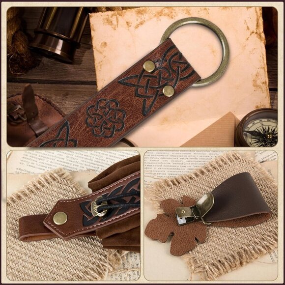 Renaissance Costume Belt Set Leather Pouches Bottles for LARP & Festivals main image 4